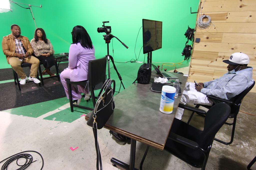 Full crew green screen interview with 3 subjects
